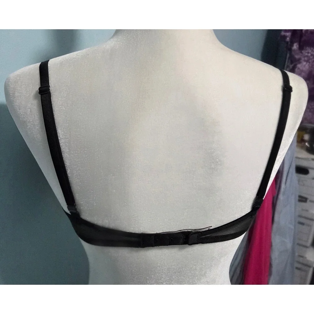 Victoria's Secret Black Gold Metallic Plaid Push-Up Bra 32D 858629-QC5